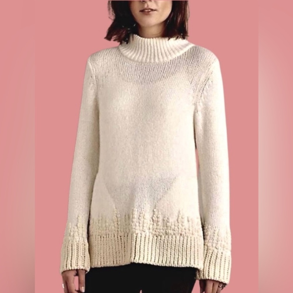 Anthropologie Sleeping On Snow Wool Blend Cream Knit Sweater Size small